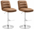 2 ks / set barová židle Dakar syntetická kůže, chrom, světle hnědá