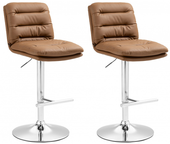 2 ks / set barová židle Dakar syntetická kůže, chrom, světle hnědá