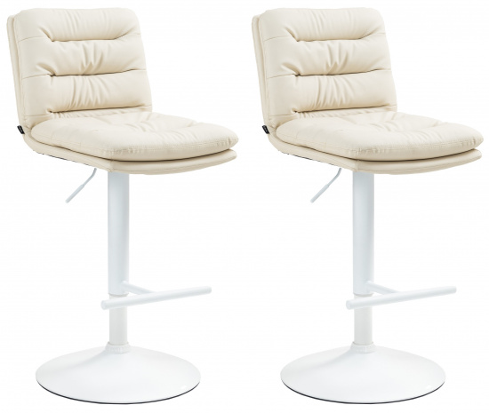 2 ks / set barová židle Dakar syntetická kůže, bílá, krémová