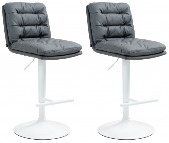 2 ks / set barová židle Dakar syntetická kůže, bílá, šedá