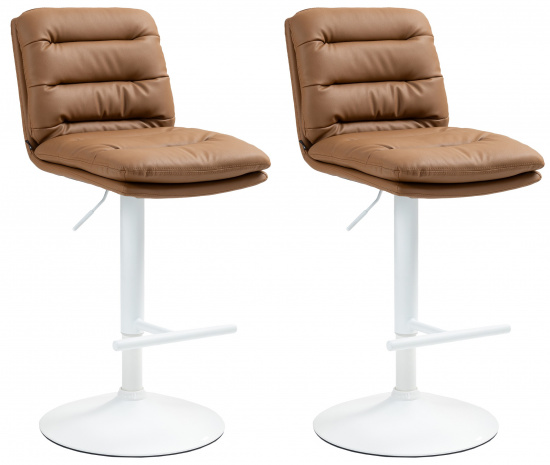 2 ks / set barová židle Dakar syntetická kůže, bílá, světle hnědá