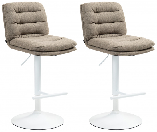 2 ks / set barová židle Dakar látkový potah, bílá, taupe