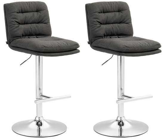 2 ks / set barová židle Dakar látkový potah, chrom, tmavě šedá