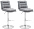 2 ks / set barová židle Dakar látkový potah, chrom, šedá