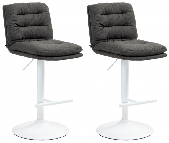 2 ks / set barová židle Dakar látkový potah, bílá, tmavě šedá