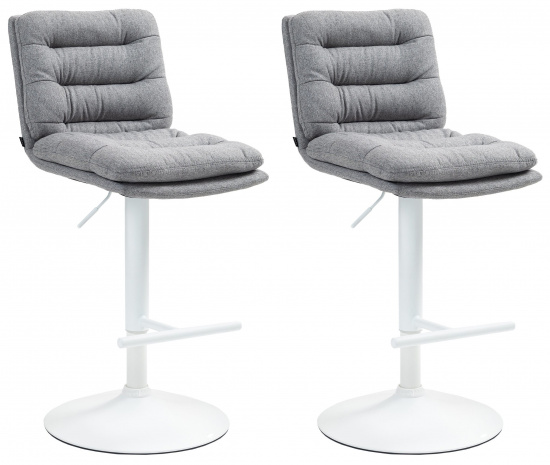 2 ks / set barová židle Dakar látkový potah, bílá, šedá