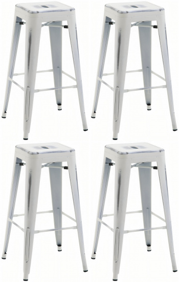 4 ks / set barová židle Joshua, antik bílá